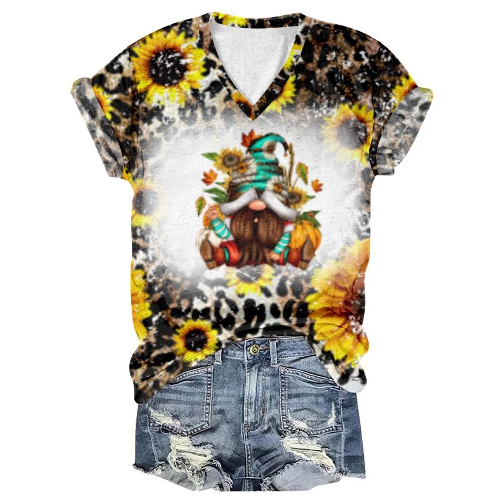 New Western Fall Gnome Series Pattern 3D Printing Series Casual Women's T-shirt