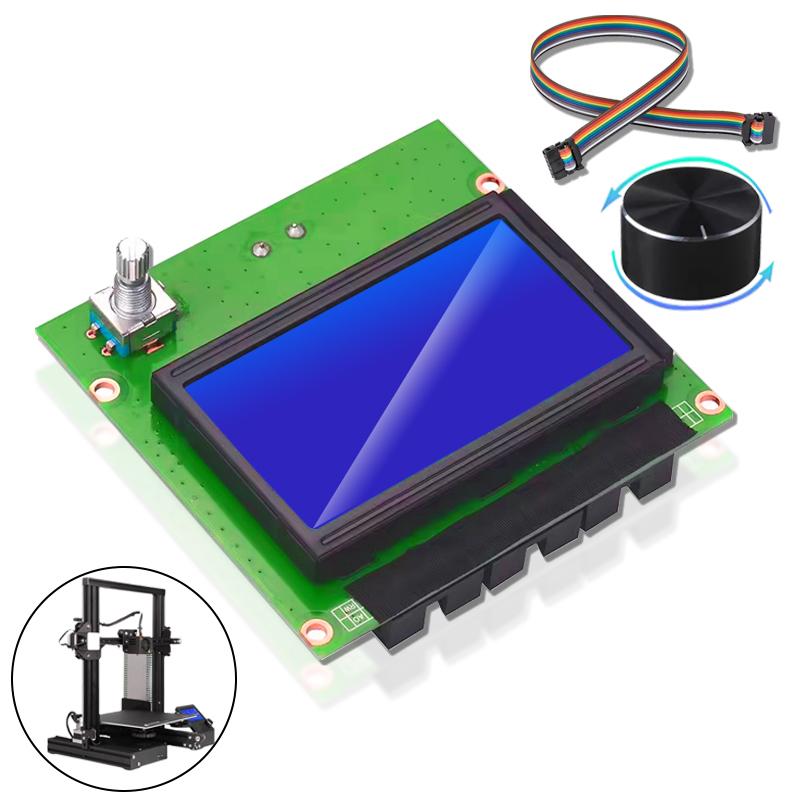 12864 LCD Displej HD pro 3D tiskárnu Ender 3 Modrá řídicí deska s kabelem pro díly 3D tiskárny Ender 3 Displejový port