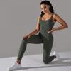 Seamless Knitted Thread Solid Color Tight Flat Collar Jumpsuit For Sports Running, Fitness Yoga, And Fitness