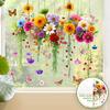 Window Sticker Double Sided Design Glass Decals Waterproof PVC Chrysanthemum Pattern Sticker Home Wall Decor