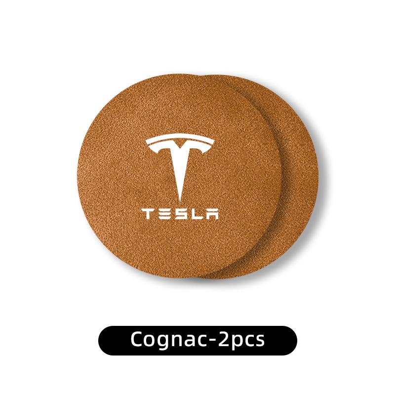 2PCS Car Coasters Water Cup Slots Non-Slip Mat Waterproof Cup Pad For Tesla Model 3 Y S X 2021 Roadster Cybertruck Juguetec