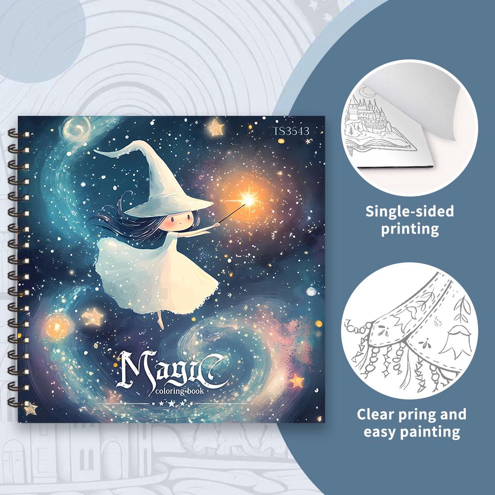 Magisches Malbuch - 30-seitiges Malbuch für Erwachsene, 100 g/m², 8,3 Zoll × 8,3 Zoll, Kunstbuch, Geburtstagsgeschenk, Feiertagsparty