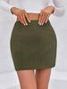 High-Waisted Invisible Zipper Slim Corduroy A-Line Mini Skirt