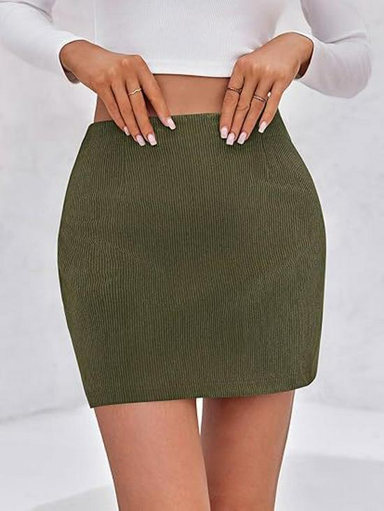 High-Waisted Invisible Zipper Slim Corduroy A-Line Mini Skirt