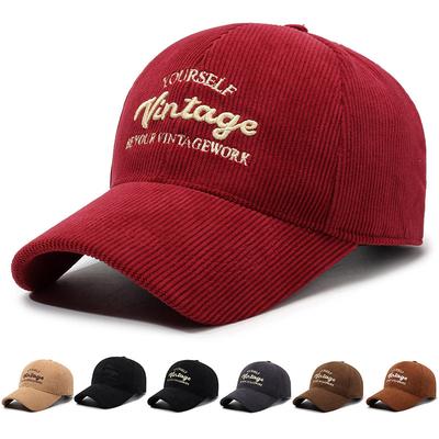 Casquette de Baseball en Velours Côtelé Automne Hiver Homme Femme Casquette Chaude Brodée Lettres Couples