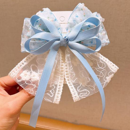 Hairpin Soft Embroidery Lace Splicing Ribbon Bowknot Decor Girl Hair Pin Gentle Hairstyles Side Hair Clips Hair Accessory