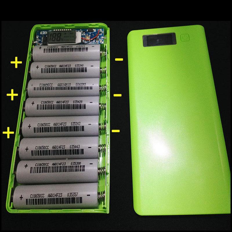 Portable External Dual USB Power Bank Box DIY 8-Slot 18650 Battery Case