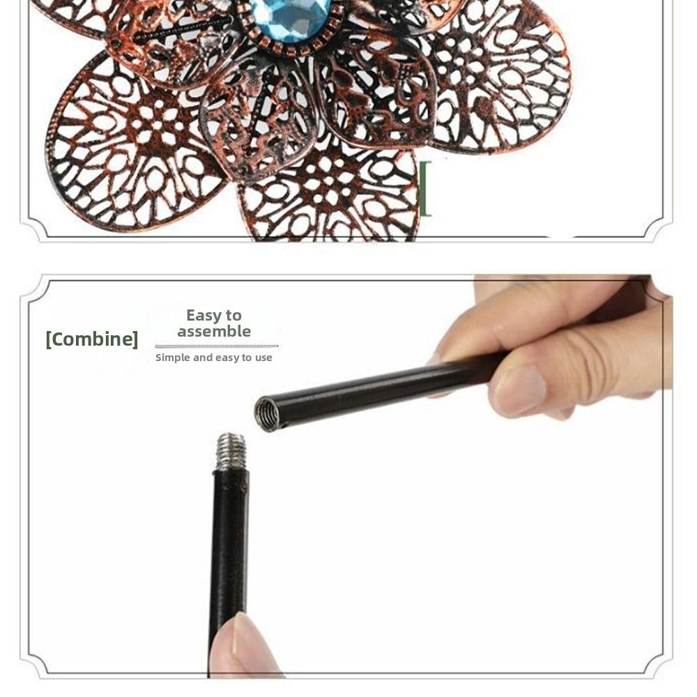 Luminous Effect Windmill Spinner Sculpture Metal Flower Pinwheel Wind Rotator  Lawn