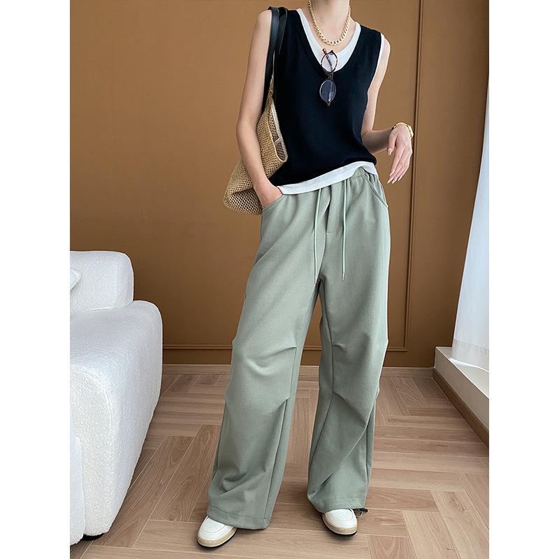 

Синан 2024 осень/зима 3D плиссированные широкие повседневные рабочие брюки SN5085 One Size зелёный