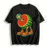 Weird Giraffe Watermelon Print Casual Funny T-Shirt Pure Cotton T-shirt