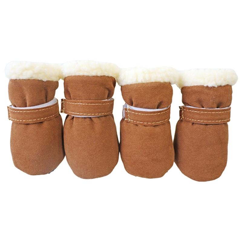 Winter Warm Pet Shoes 4pc/set Cute Dog Booties Snow Walking Puppys Booties Shoes Casual Fashion No-slip Dog Shoes