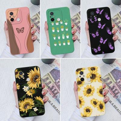 Pour Xiaomi Redmi 12C 10C 9A 7 8 9 10 11 A K60 K50 K40 étuis papillon fleurs carré antichoc couverture de pare-chocs en Silicone souple pour RedmiCases Fundas Coque