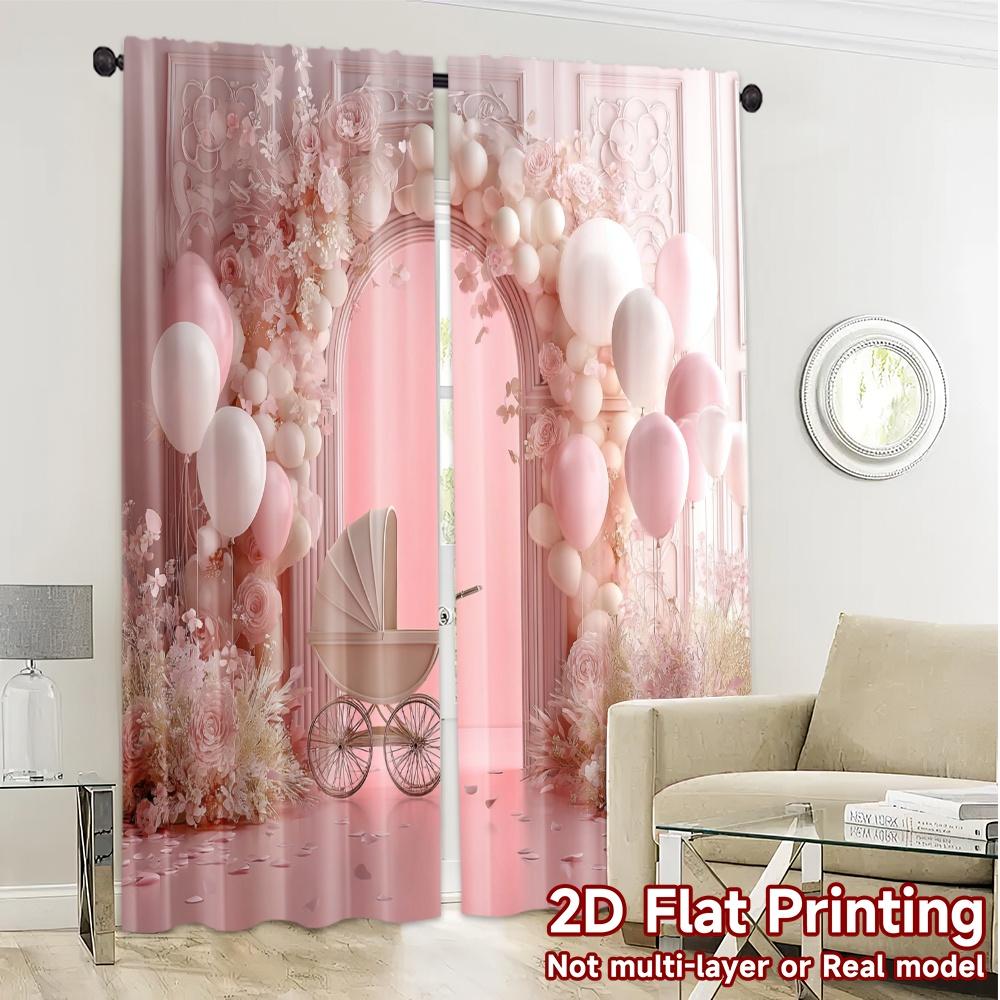2pcs   2D FLAT PRINTING Curtains (Without Rod) Blossom Bliss Minimalist Popular Curtains Versatile Polyester Curtains Outdoor