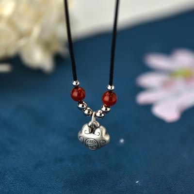 Safety Lock Necklace with Small Design Sense Long Life Lock Ethnic Style Chinese Style Safety Ruyi Gift
