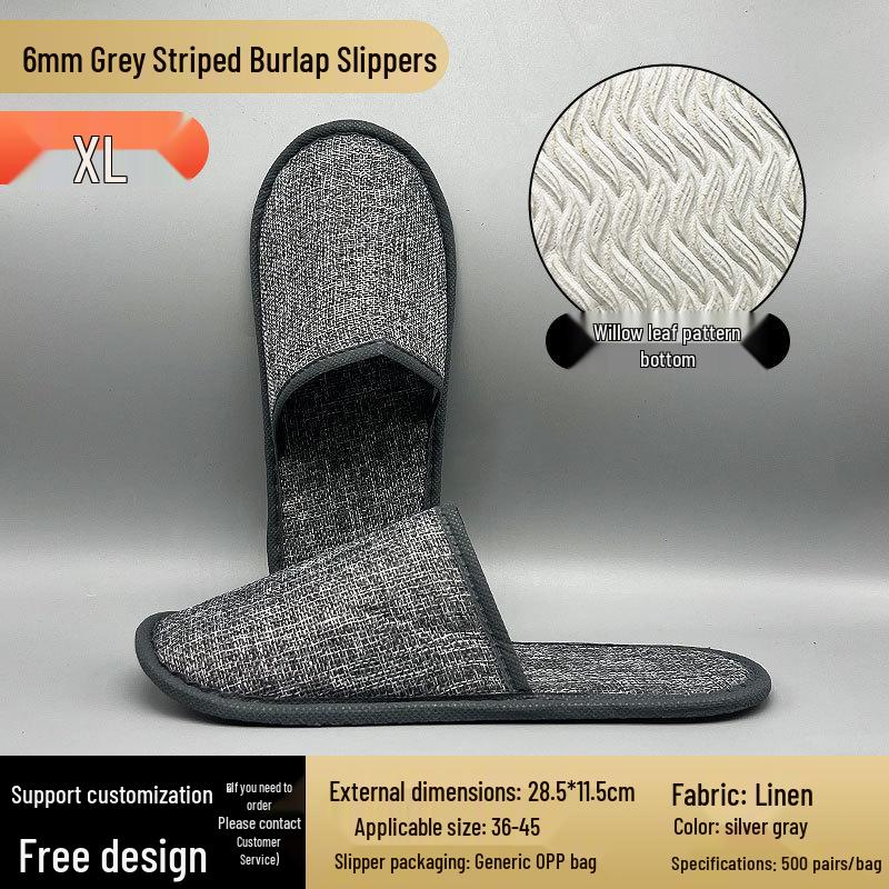 Washable Anti-Slip Hemp Cotton Linen Guest Slippers for Hotel & B&B