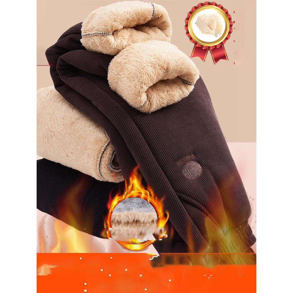 Zimní dámské kalhoty manšestrové výšivky teplé sherpa podšívka vysoký pas silné tepláky podzimní ležérní s kapsami teplé harémové kalhoty