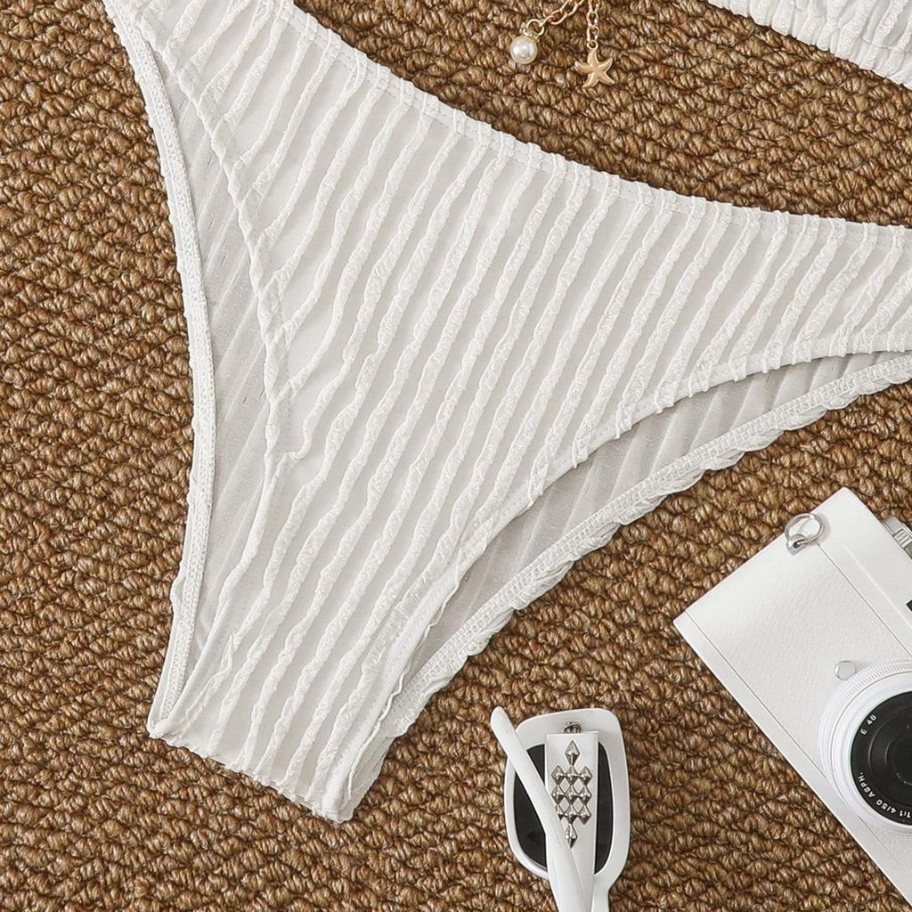 European and American Women's Sexy Backless Strappy Bikini Swimsuit - Solid Color, Hot Spring Wear
