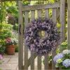Lifelike Artificial Lavender Wreath Vivid Colors Fresh Lavender Floral Wreath Plastic Handmade Simulated Garland Porch Window