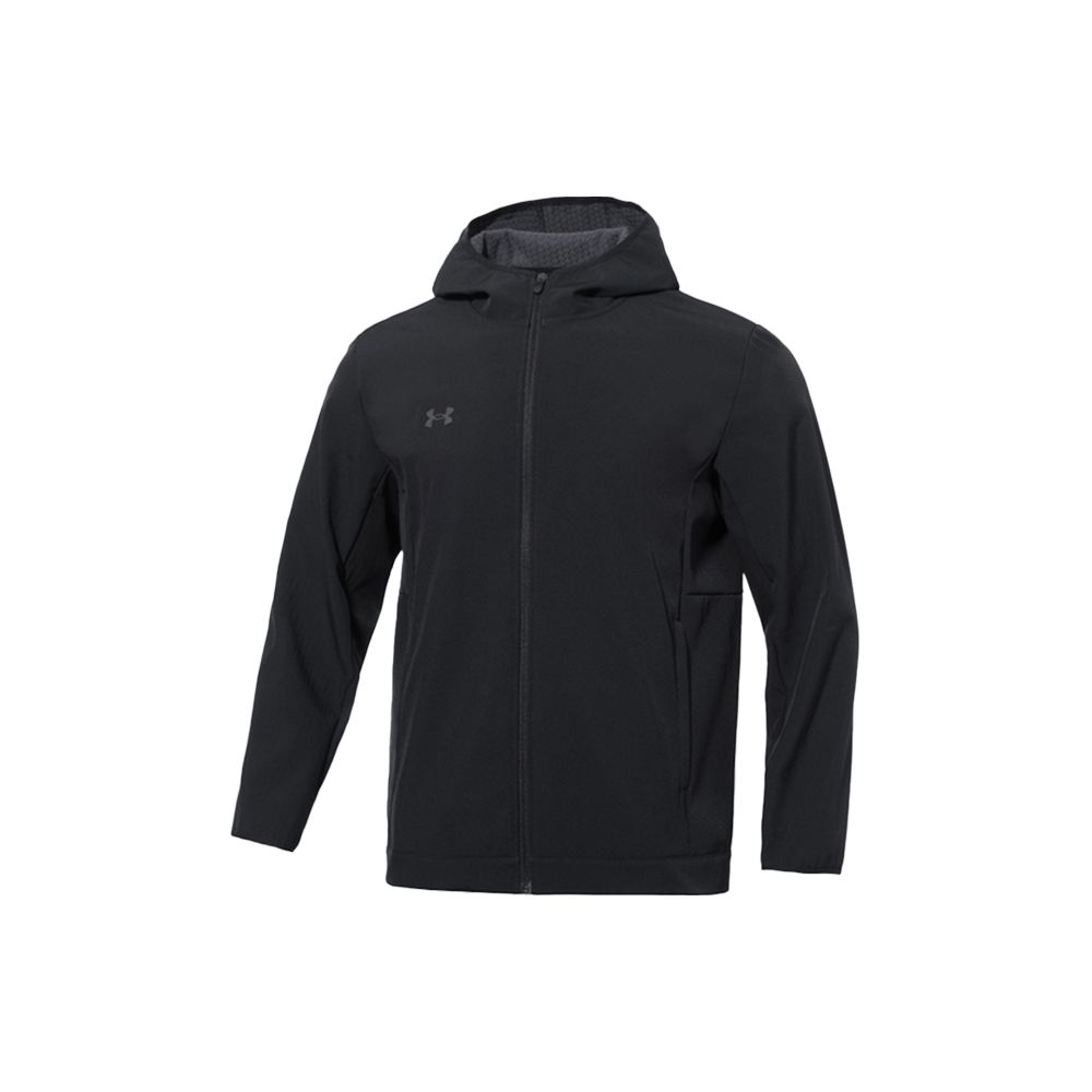 Under Armour Solid Color Gradient Reflective Logo Hooded Woven Sports Jacket Men Black 22600401-001 L