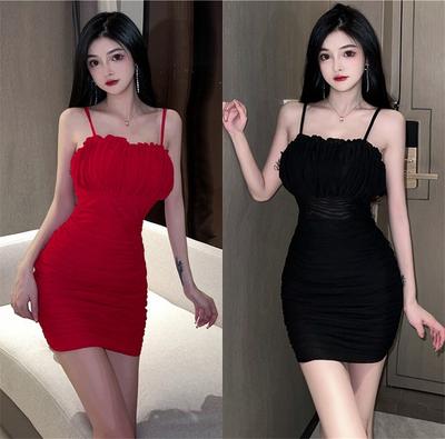 Temperament Muse Fan Sexy Suspender Skirt Children's Summer New Waist Slim Skinny Hip Wrap Dress
