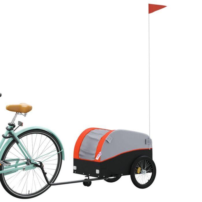 VidaXL Bicycle Trailer Black and Orange 30 Kg Iron 94138
