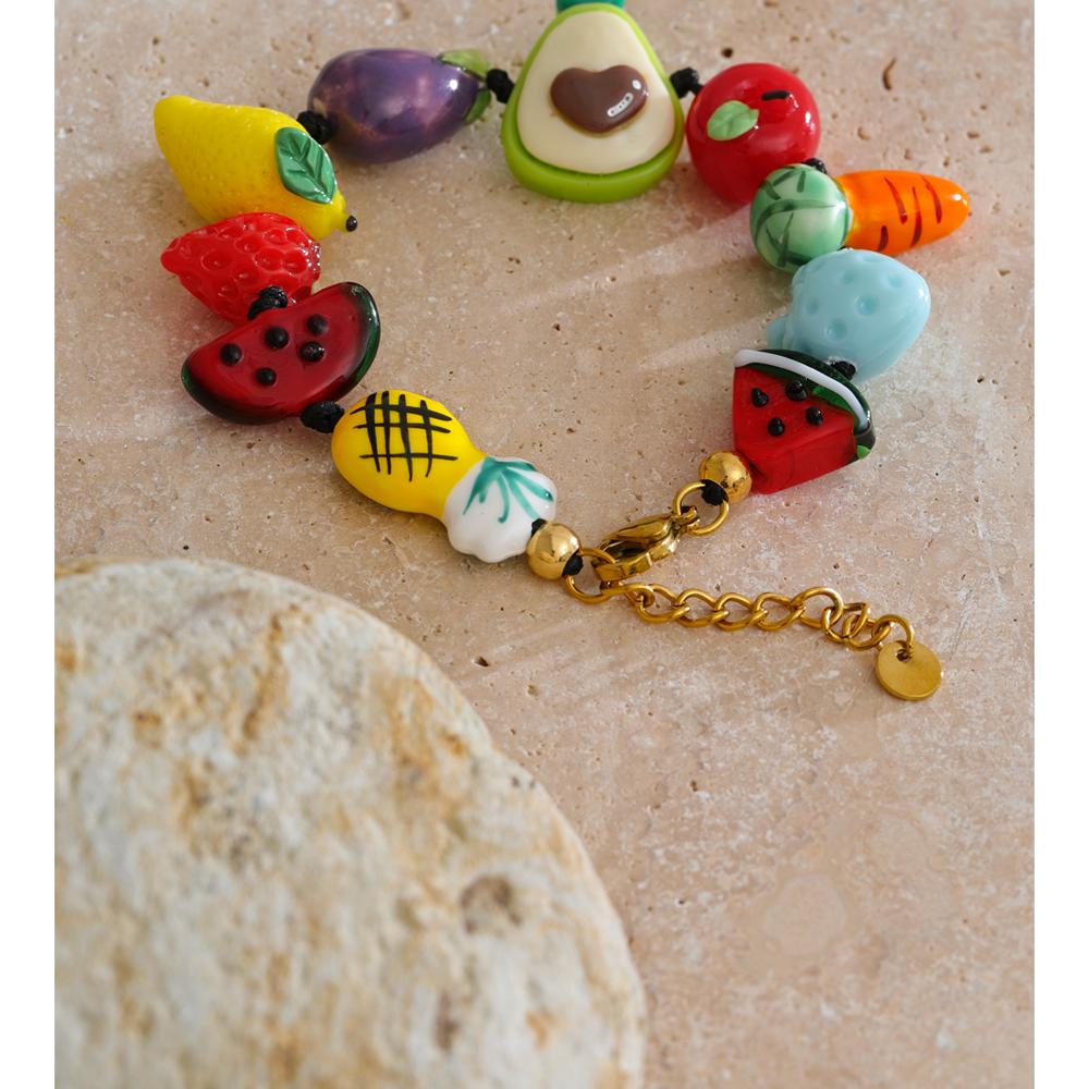 Eetit Plastic Ceramic Fruit Watermelon Chain Sweet Bracelet Bangle Stylish Sweet Design Stainless Steel Arrivals Jewelry Gift