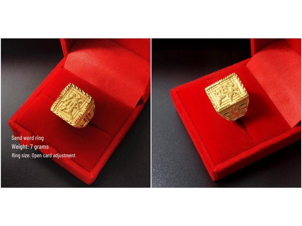 Men's Adjustable Gold Plated Abacus Ring with Dragon Design