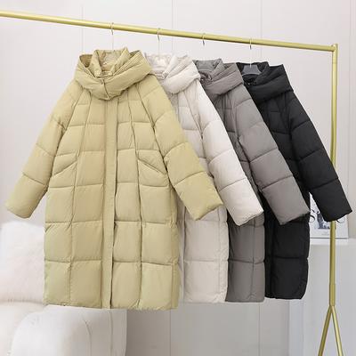 Down Cotton Clothes Women's Long Thickened Warm Hooded Winter Temperament Loose Cold Clothes