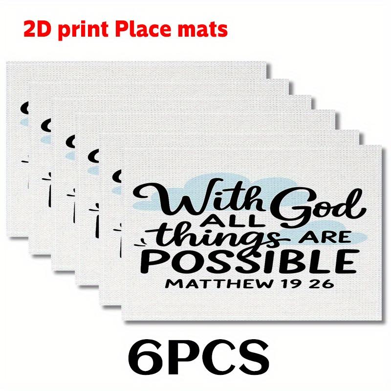 2pcs/4pcs/6pcs Religious belief Place mats (2D print)The combination of words and clouds. 11.8X17.7in-Soft Table Coaster Pad for Home Decor, Formal