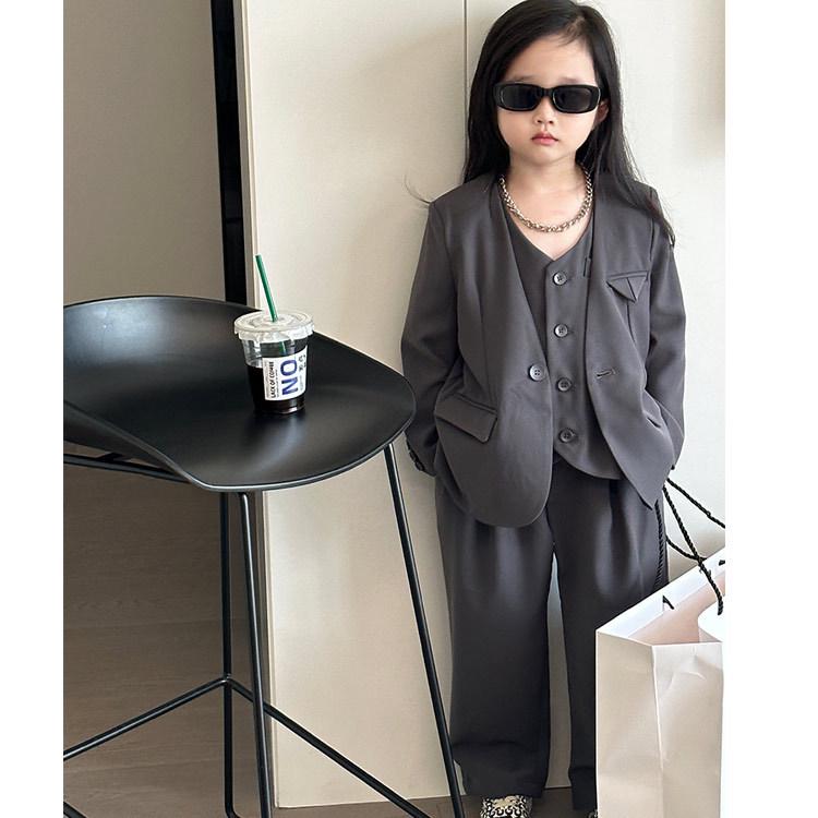 Podzim 2025 Dívčí třídílný bonbónový oblek - Korejský blejzr set