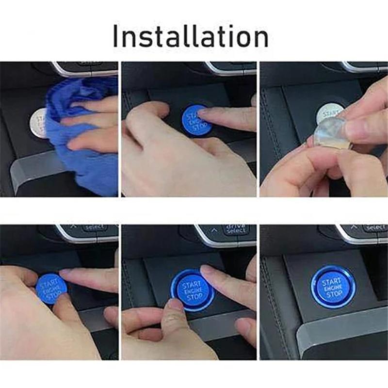 1 Set Car Engine Start Stop Button Cover Decor Ring for A4 S4 A5 S5 A6 S6 A7 S7 A8 S8 Q5 Q7 Car Styling Sticker Accessories