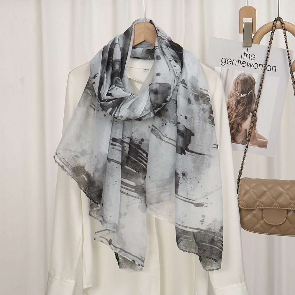 Light Weight Watercolor Printed Shawl Hijabs Soft Breathable Headscarf Women Scarf Silk Scarves new Scarf &Wrap