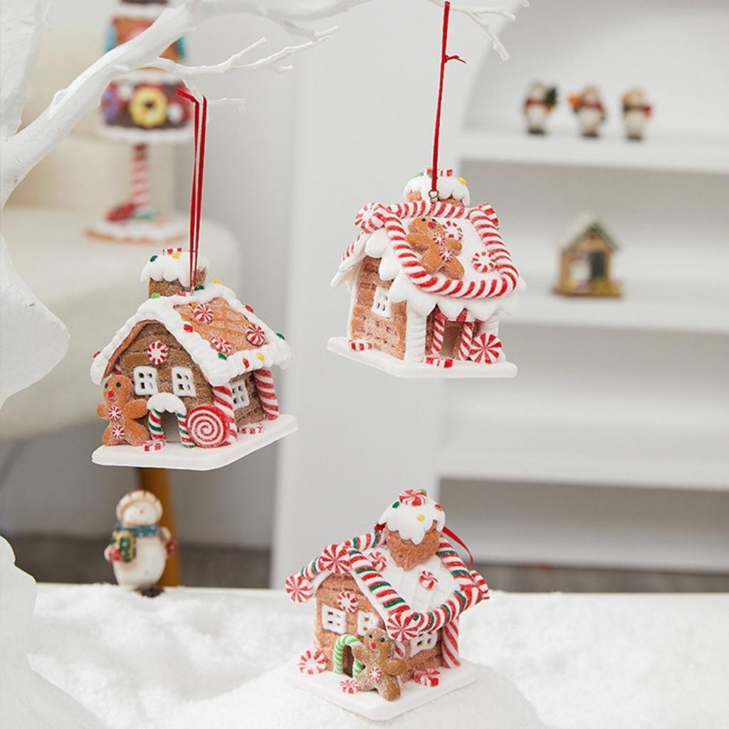 Christmas Decoration Glowing Cottage - Soft Clay Fairy Tale Gingerbread House, Festive Display for Home & Window Decor