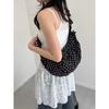 Vintage Polka Dot Niche Cute Lace-up Pleated Shoulder Crescent Saddle Bag Versatile Messenger Handbag