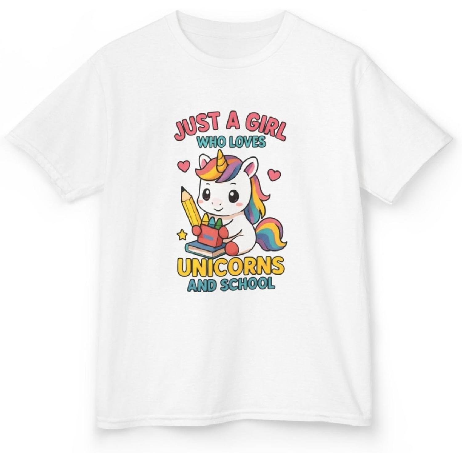 

Cute Anime Just a Girl Who Loves Unicorns and School T-Shirt, Back to School Gift for Daughter, Teen Girl, Sister XXXXXL білий