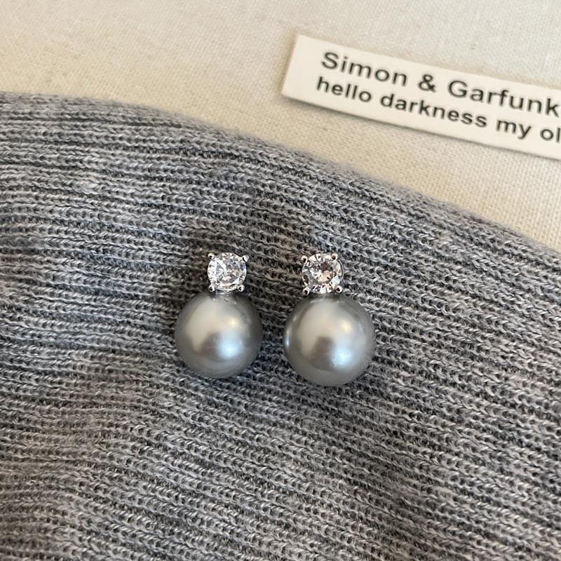 Pendiente Elegante Blanco Gris para Mujer Pendientes de Tuerca de Cristal Accesorios de Joyería