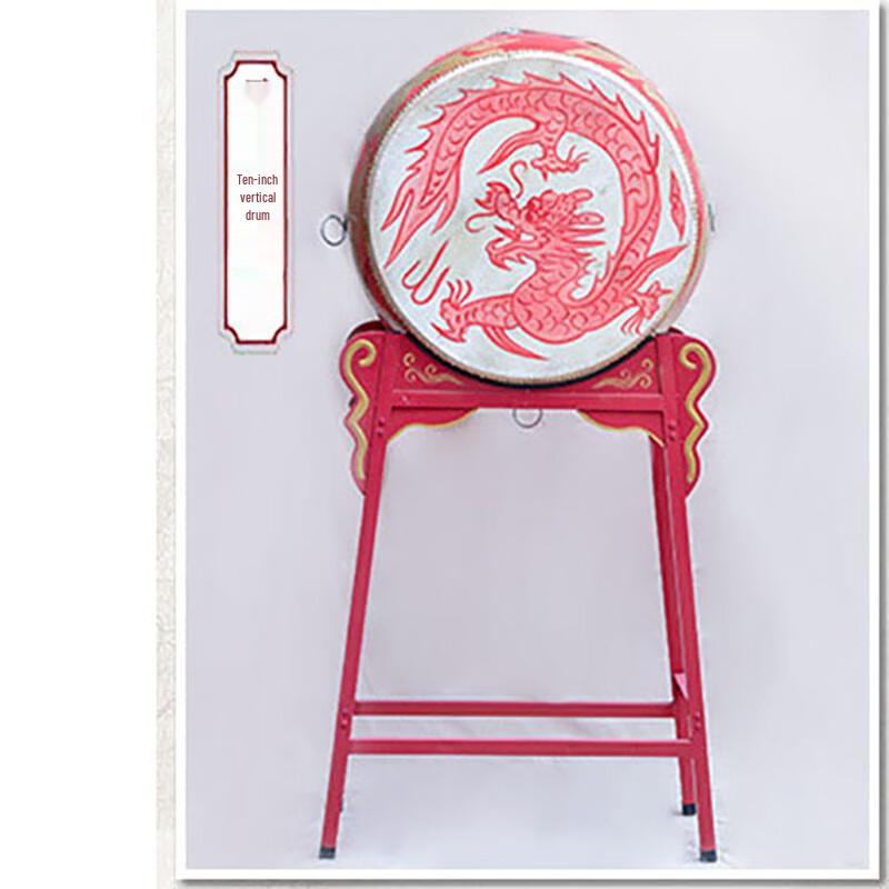 WEZHO Chinese Red Wooden Dragon Drum