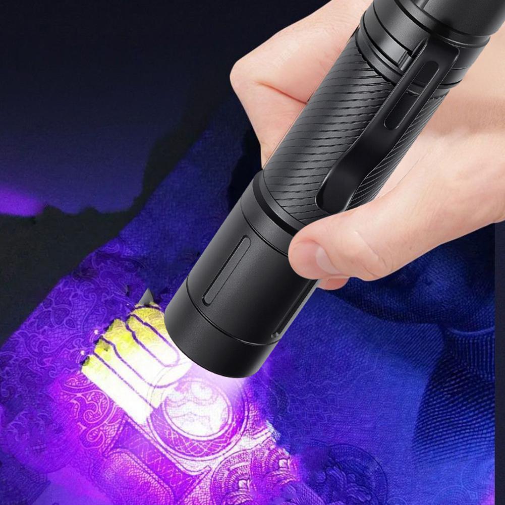 Rechargeable 365nm UV Flashlight Portable Aluminum Alloy Ultraviolet Light Torch Black Light Pet Urine Detector Light Flashlight