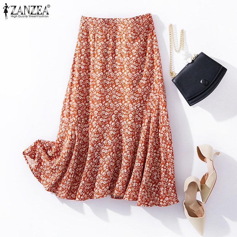 

ZANZEA Женские повседневные летние юбки с цветочным принтом