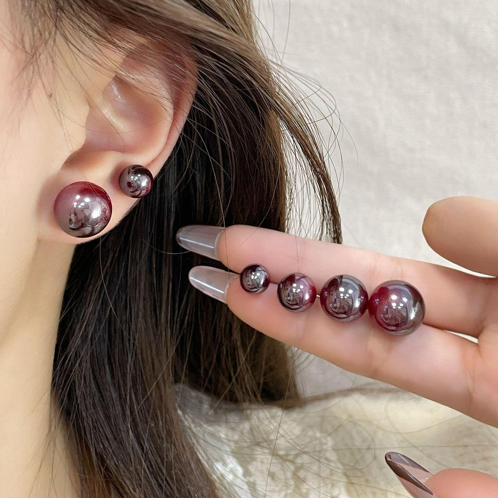 Ankela Rote Perlenstecker - Silberne Nadel, Vielseitiger Stil für Damen, Perfekt für die Neujahrskollektion