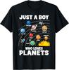 Boy Loves Planets Solar System Astronomy Graphic T-Shirt Men Casual Cotton Crew Neck Tee