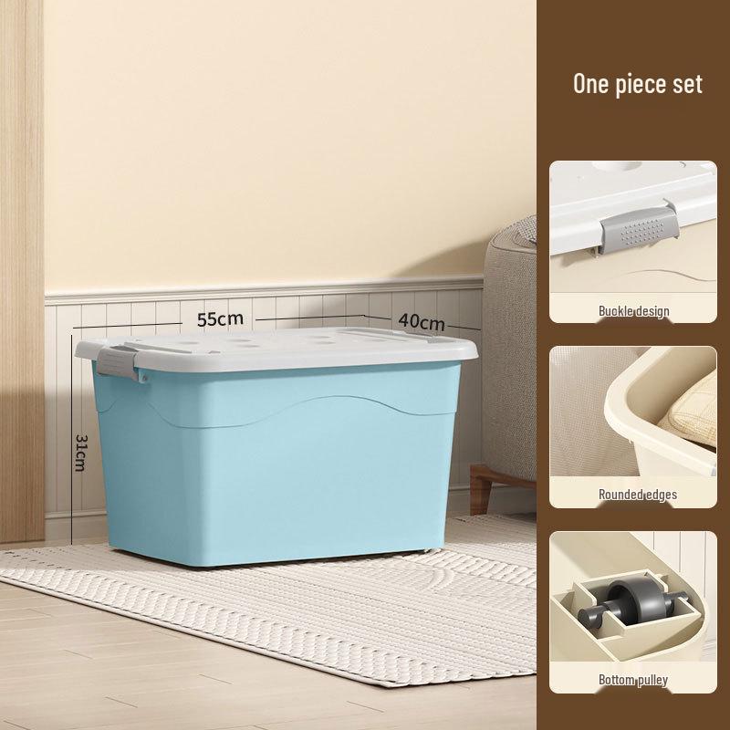 Extra Large Cream Storage Box for Books, Clothes, Quilts - Household Organization
