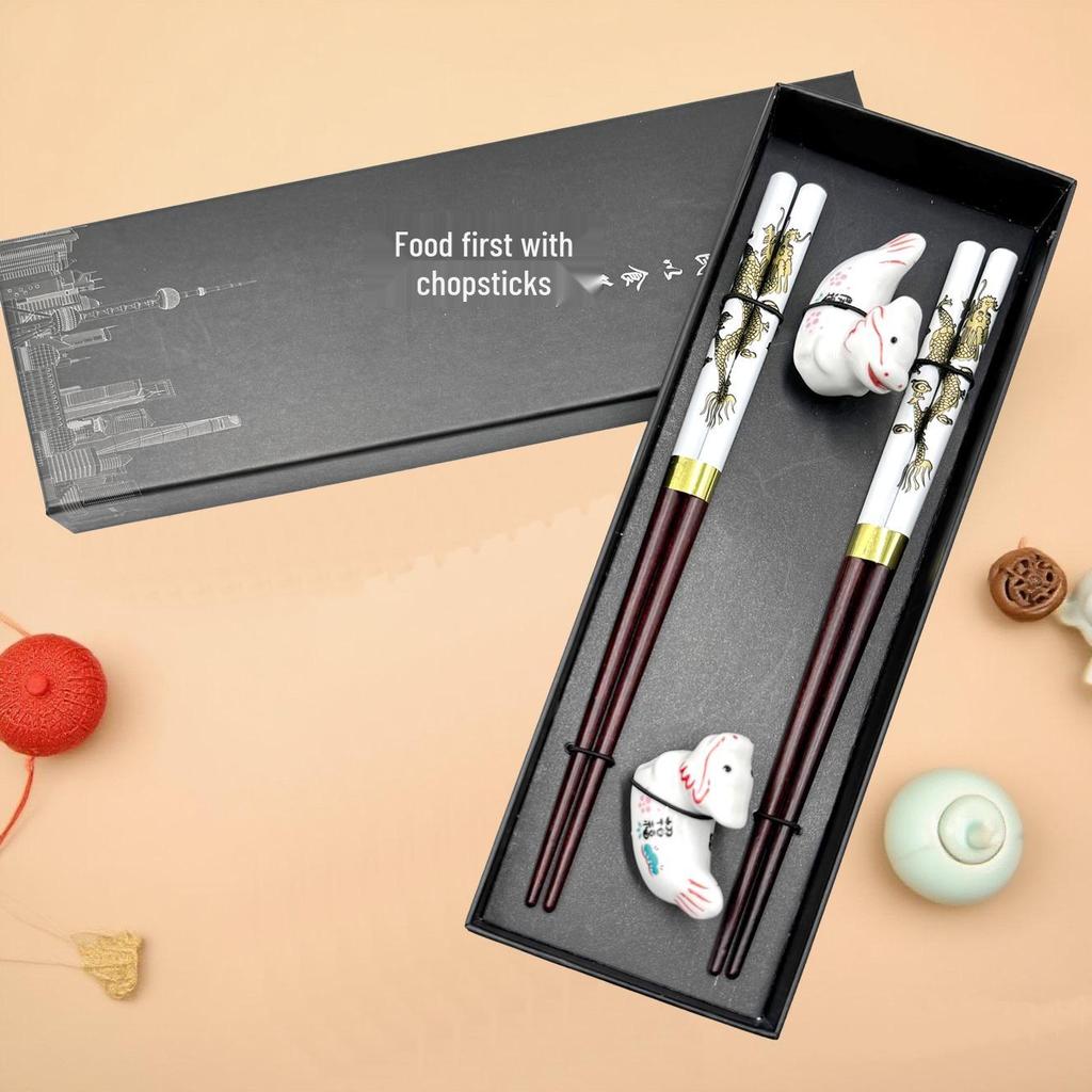 Chinese Style Wooden Chopsticks Gift Set - 2 Pairs for Travel Souvenir or Business Gift