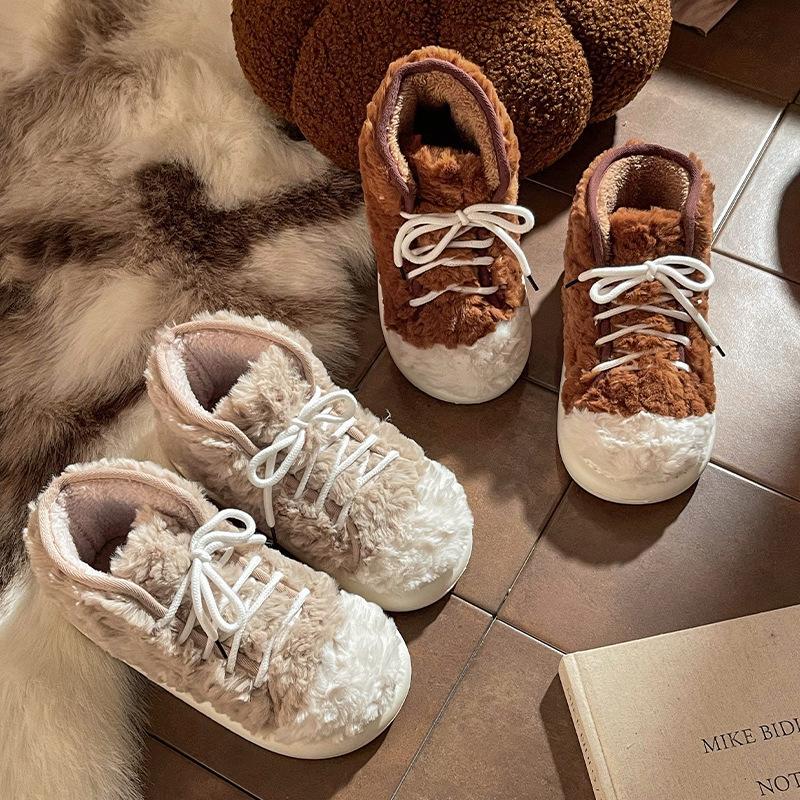 Fashion Home Fuzzy Slipper Snow Boot Women Winter Warm Fur Plush Indoor Lazy Female Thermal Furry House Shoe Platform Flat Flip Flop