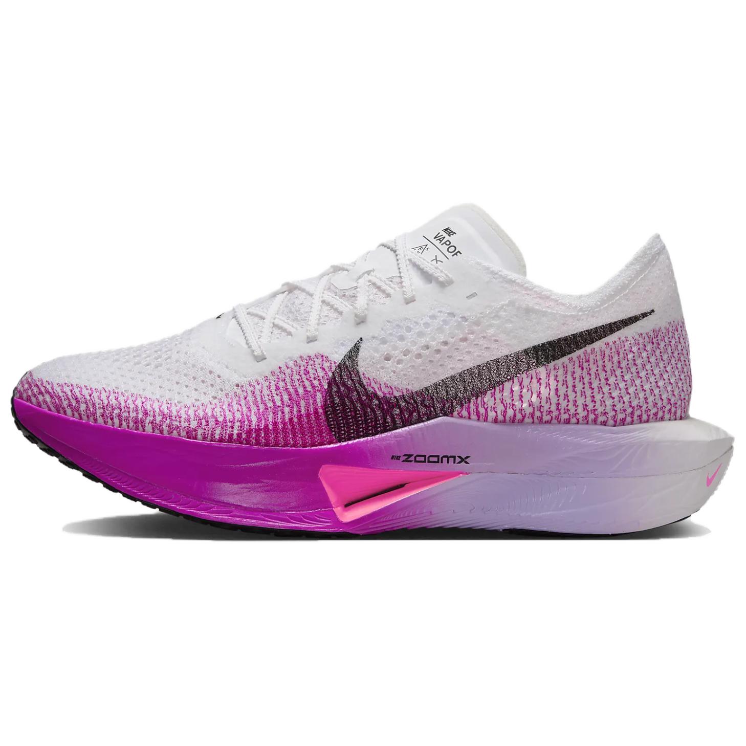 

новые кроссовки для бега Nike ZoomX Vaporfly 3 с низким верхом и карбоновой пластиной, унисекс, бело-фиолетово-черные 45.5
