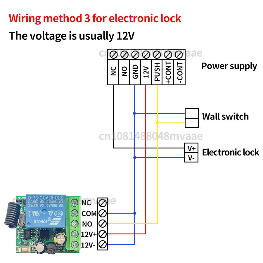 433MHz Remote Control for Electronic Door Lock LED Dry Contact Switch Module Wireless Access Control DC 5-24V 10A Relay Breaker