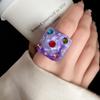 Exaggerated Resin Rhinestone Ring Korean Style Big Dome Plain Ring Ins Sweet Geometric Ring  Girls