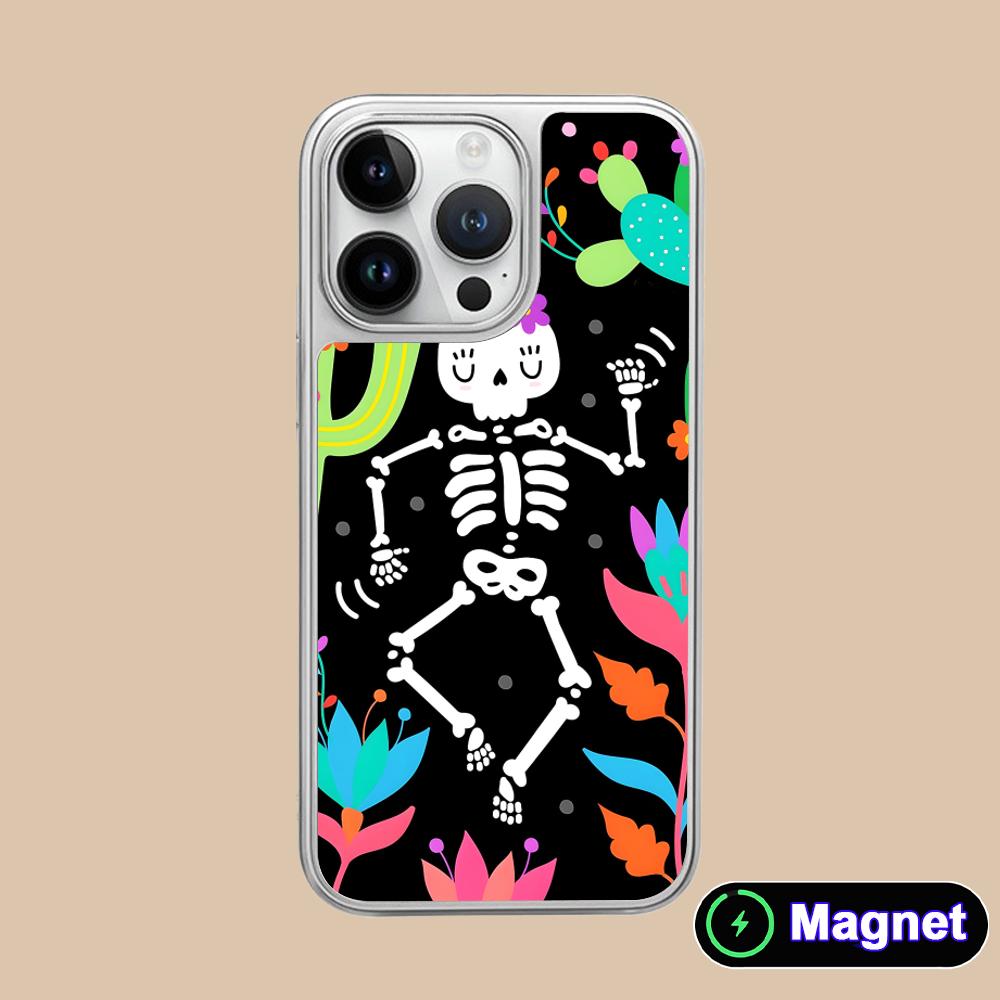 

Day of the Dead Silver Plating Magsafe Mobile Phone Case for iPhone 17 16 15 14 13 12 11 Air Pro Max Plus Colorful Cover iPhone 11