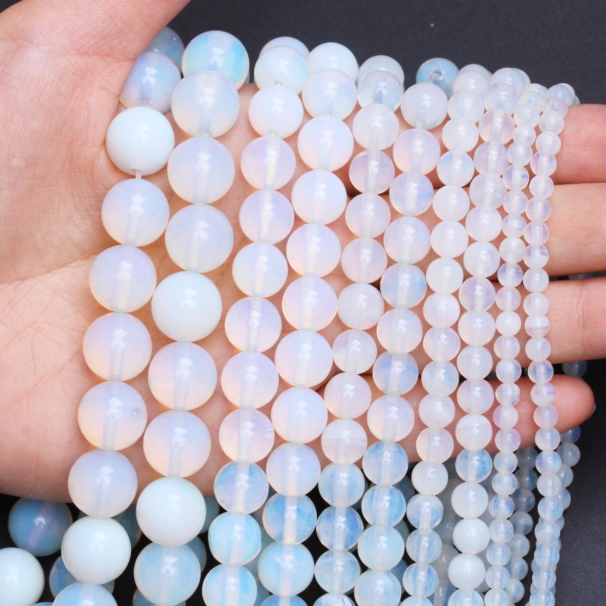 

Spacer Loose Beads 4/6/8/10/12mm Round Opal Stone Jewelry Making Natural DIY Charms For Necklace Bracelet