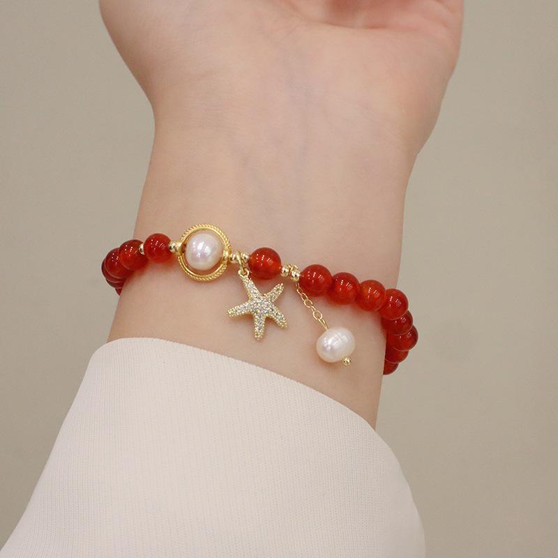 Natural 6mm Agate Bracelet Fashion Women Daily Jewelry Lucky Gift